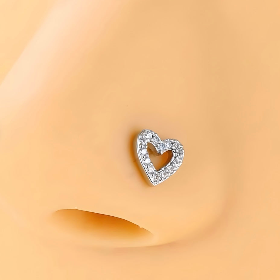 Diamond Heart Nose Piercing